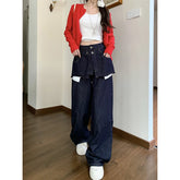 Lunivop Women Patchwork Blue Y2k Oversize Jeans Harajuku Aesthetic High Waist Denim Trouser Korean Jean Pants Vintage 2000s Clothes